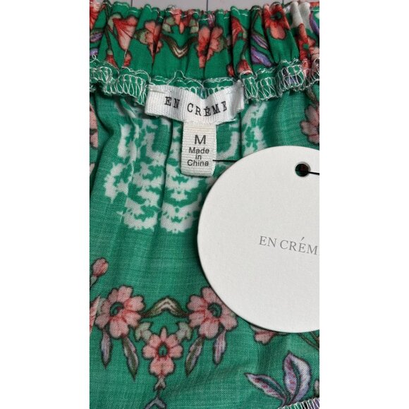 En Crème Boho Maxi Dress Green Pink M Romantic Vacation Resort Wear Festival - Picture 3 of 11